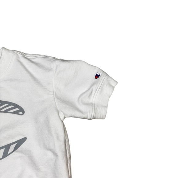 Champion Kids Size 6 Short Sleeve Pullover Sweater Top Graphic Print Thick White - Picture 3 of 5